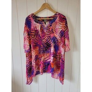 Cahterines Top Womens Size 14/16w Petite Pink Embellished Short Sleeve
